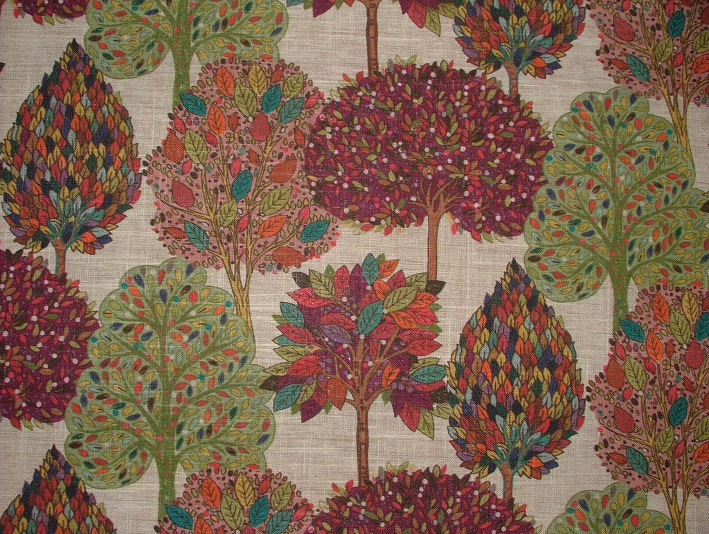 Foliage Fall Trees Mulberry Linen Blend Curtain Upholstery Cushion Blind Fabric