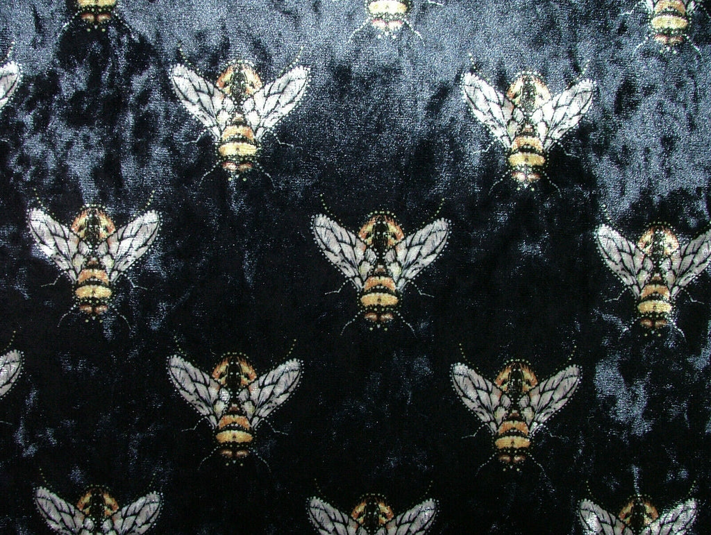 Luxurious Bees Plush Velvet Bee Fabric Curtain Upholstery Cushion Roman Blinds