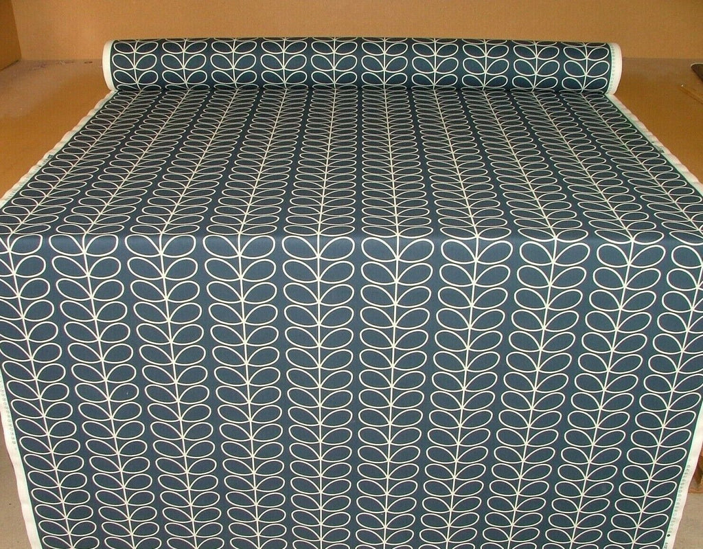 Designer Orla Kiely Linear Stem Whale Navy Blue Curtain Upholstery Craft Fabric