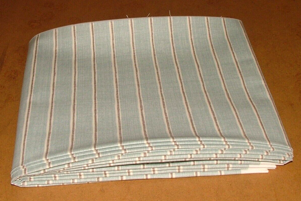 5 Metres iLiv Rowing Stripe Duckegg Cotton Fabric Cushion Curtain Upholstery