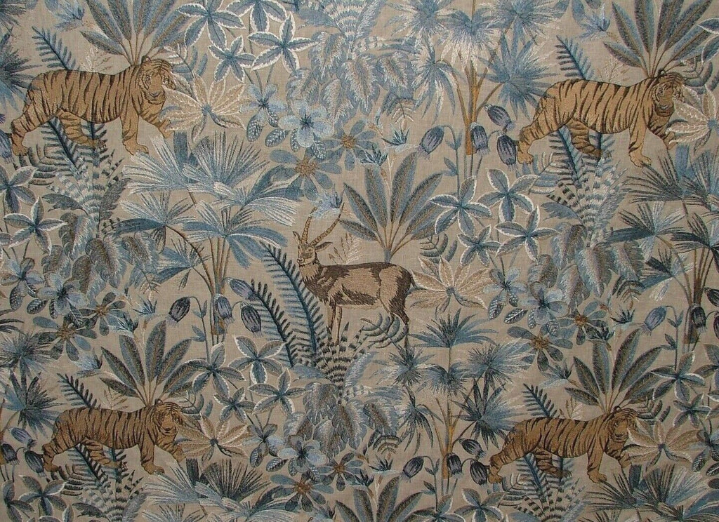 Tropical Forest Tiger Lagoon Embroidered  Fabric Curtain Upholstery Cushion