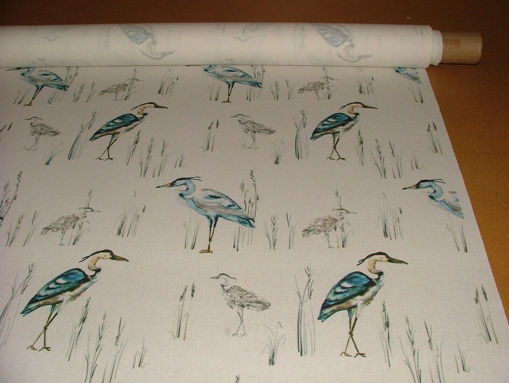 iLiv Herons Lagoon Cotton Curtain Upholstery Cushion Roman Blind Bird Fabric