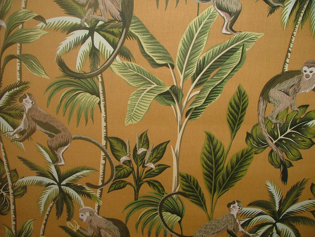 Tropical Monkey Botanical 100% Cotton Curtain Upholstery Cushion Blind Fabric