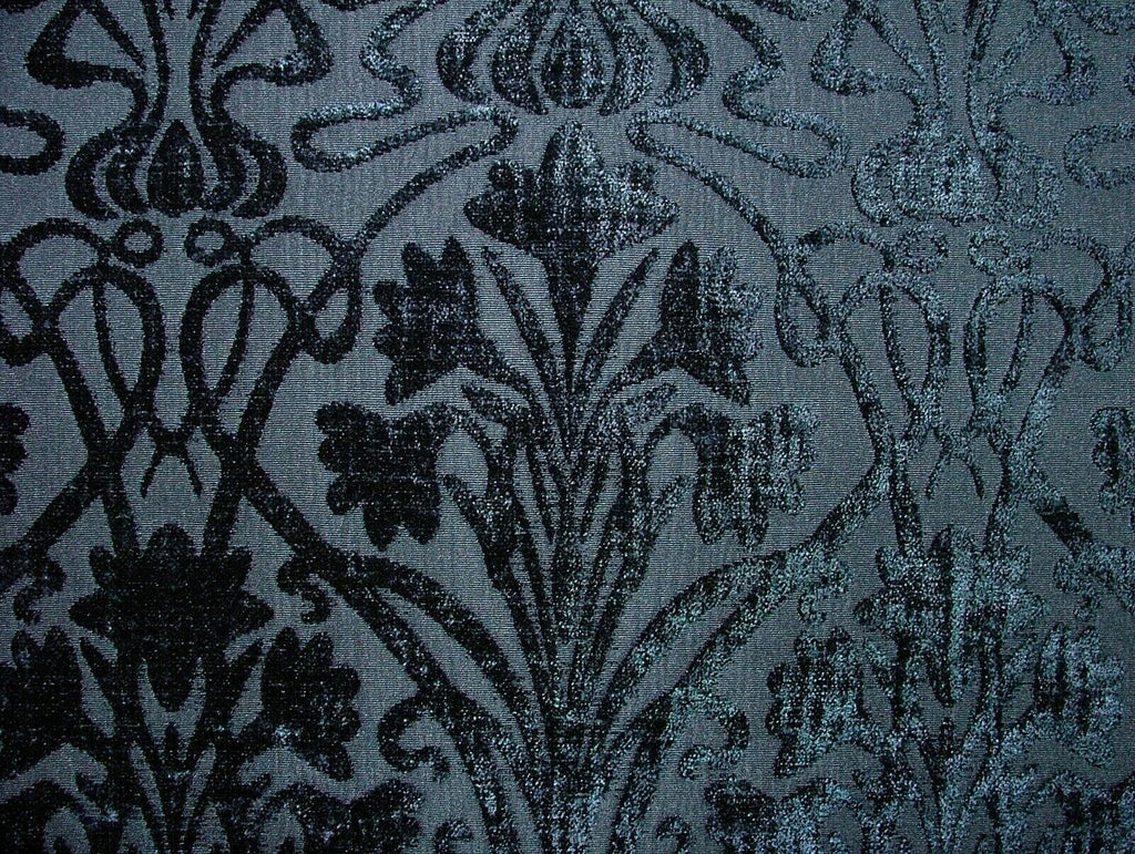 Art Nouveau Indigo Blue Thick Chenille Fabric Curtain Upholstery Quilting Morris