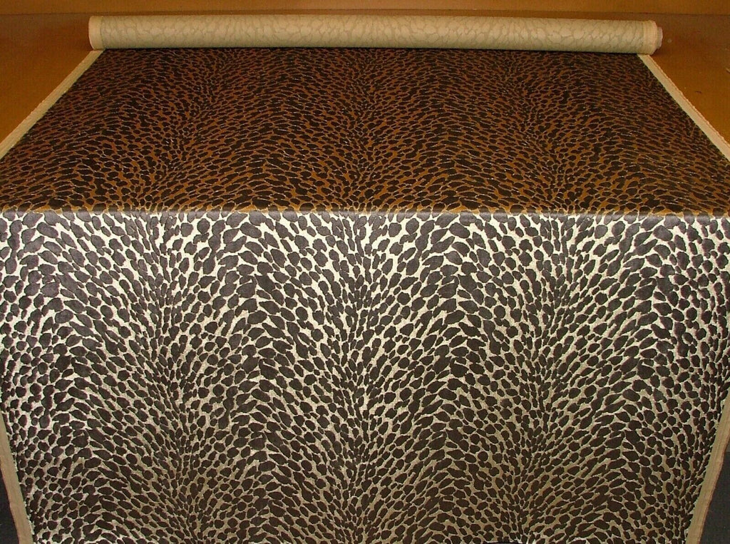 Animal Print Bronze Plush Heavyweight Velvet Fabric Curtain Upholstery Cushion