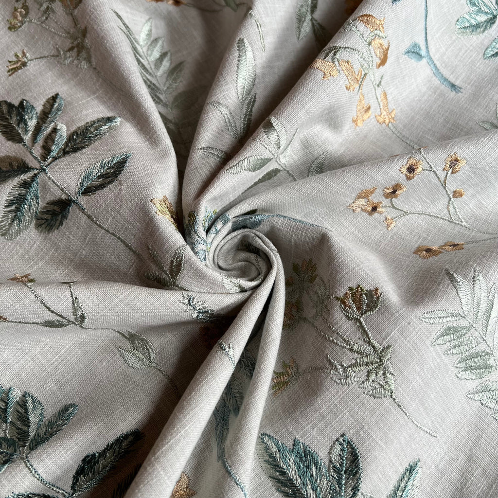 iLiv Embroidered Curtain Fabric 1.8 Metres Cottage Garden Seaspray Upholstery11