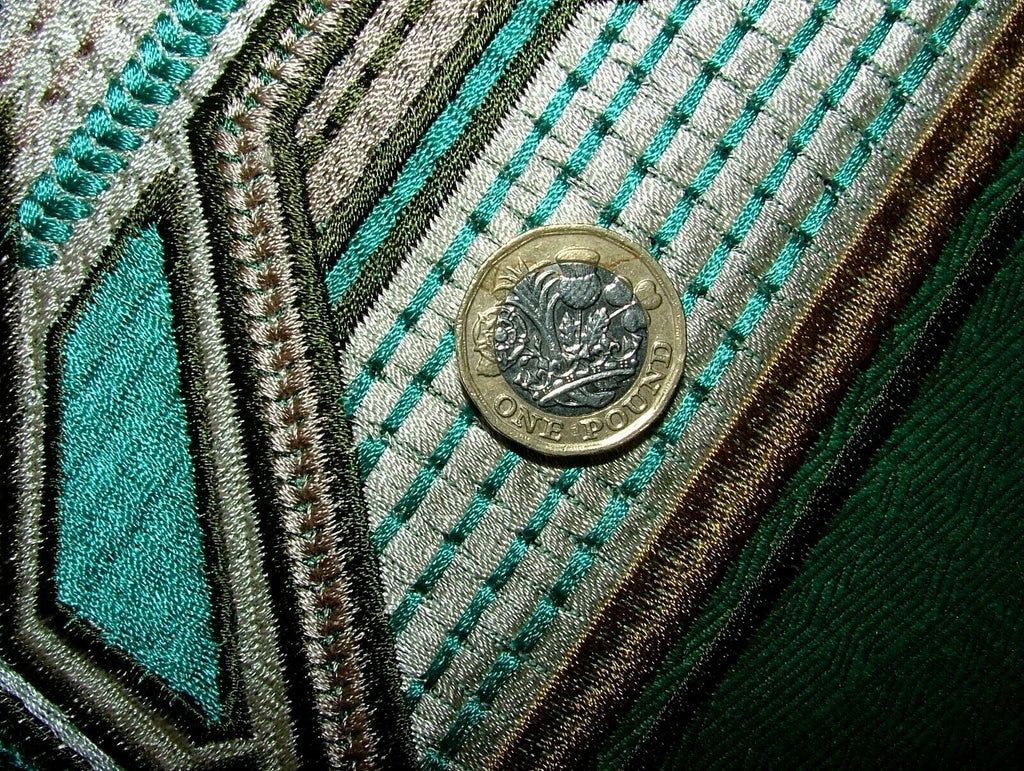 Art Deco Embroidered Gatsby Emerald Jacquard Curtain Upholstery Cushion Fabric