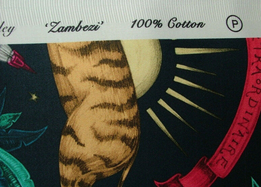 Emma J Shipley Fabric Zambezi Navy Cotton Curtain Upholstery Cushion  Fabric