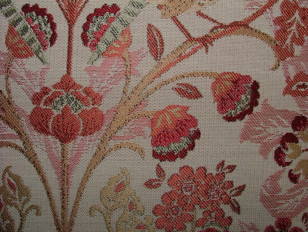 Morris Bird Terracotta Jacquard Fabric Curtain Upholstery Cushion Throw Use