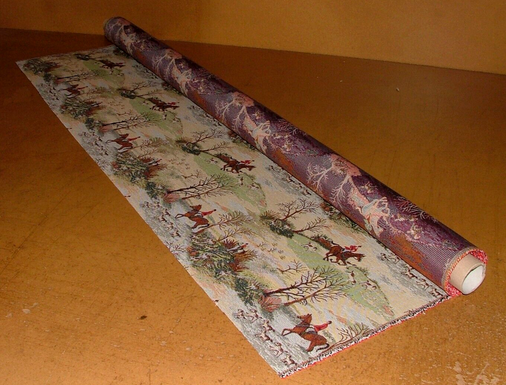 Horse And Hounds Hunting Tapestry Fabric Curtain Upholstery Cushion Blind Use