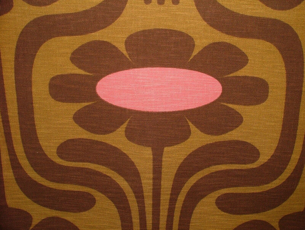 2 Metres Orla Kiely - Slub Cotton Fabric - CLIMBING DAISY OCHRE TAN