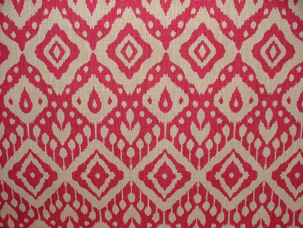 Moroccan Ikat Begonia Pink Cotton Curtain Upholstery Cushion Roman Blind Fabric