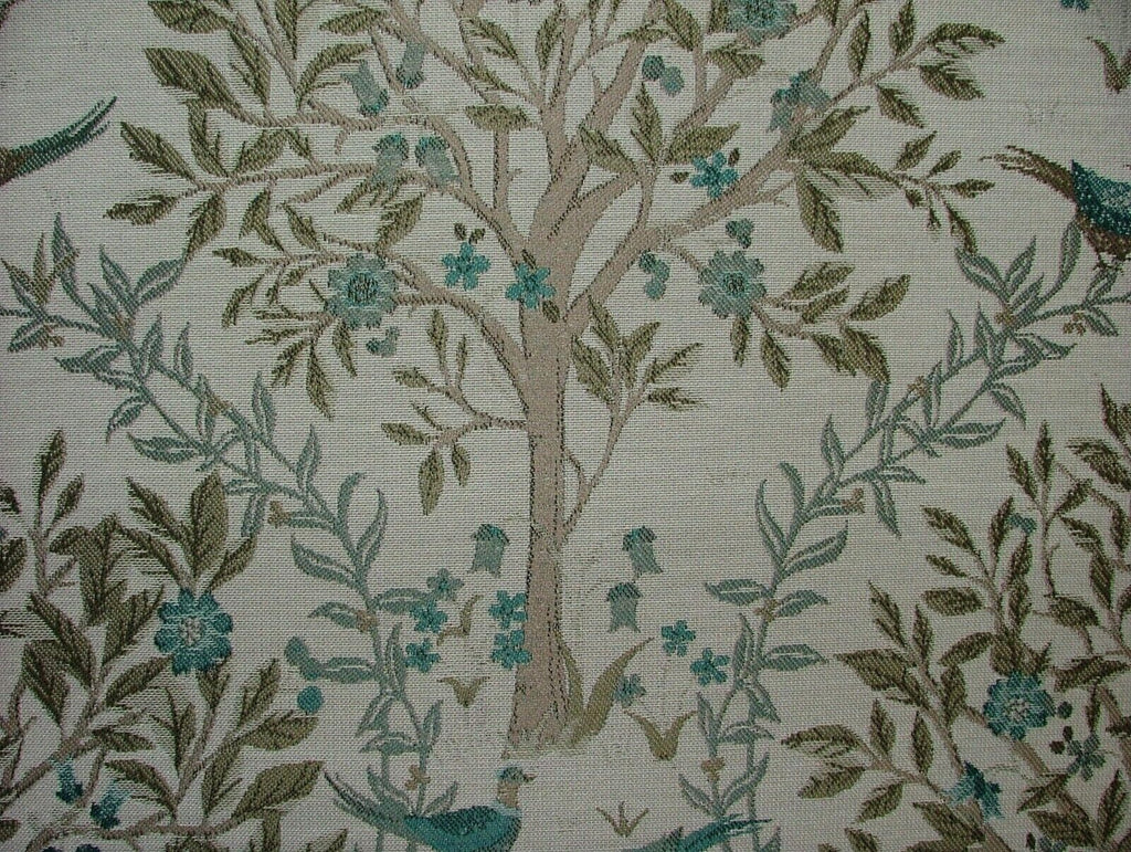 28 Metre Pheasants In The Trees Teal Jacquard Fabric Curtain Cushion Furnishings