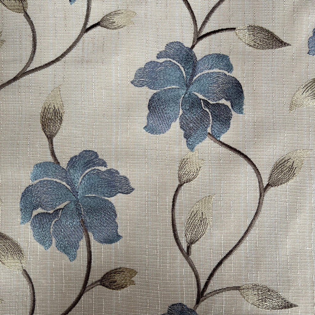 1.3 Metres iLiv Everglade Cobalt Premium Embroidered Fabric Curtain Upholstery6