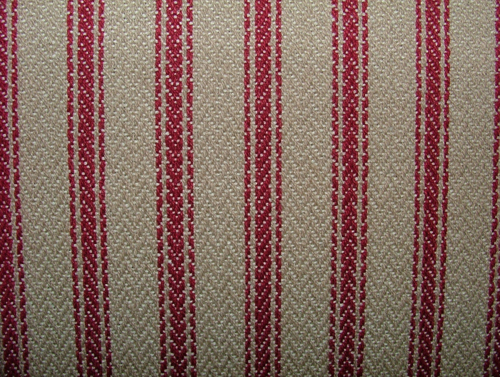 Harrogate Herringbone Berry Beige 100% Cotton Ticking Curtain Upholstery Fabric