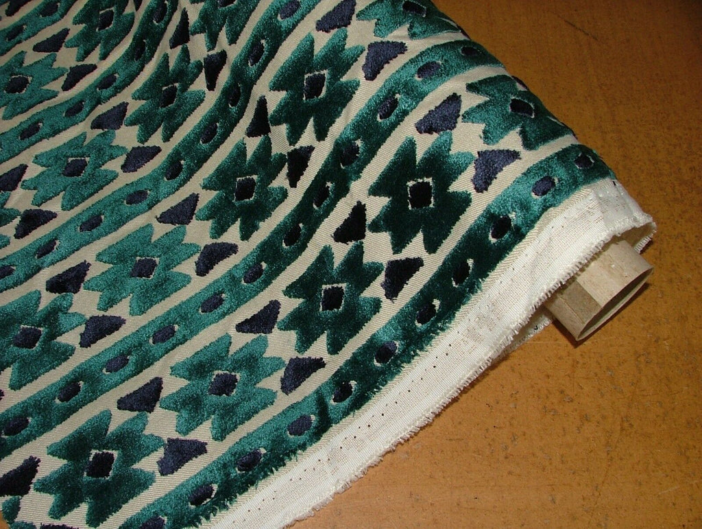 Kasbah Teal Extra Thick Plush Velvet Fabric Curtain Upholstery Cushion