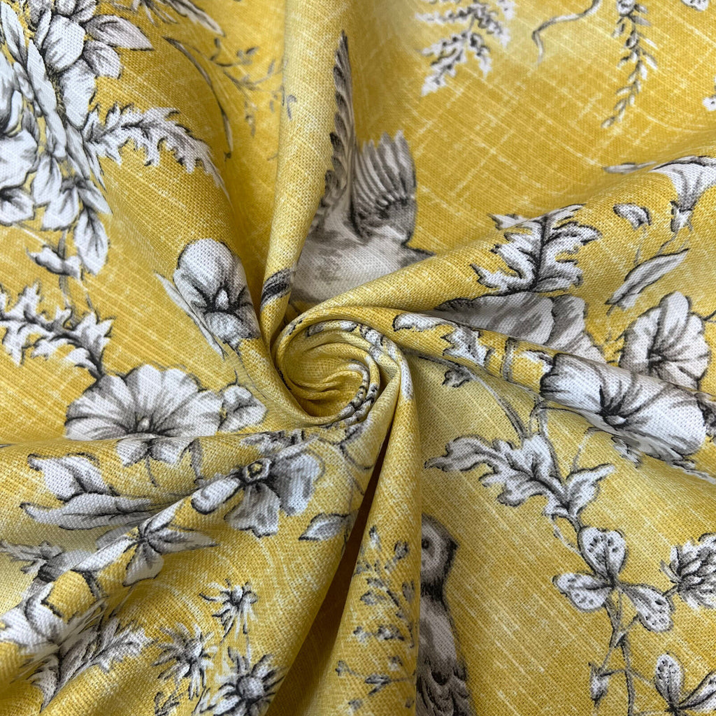 2m iLiv Finch Toile Buttercup Cotton Curtain Upholstery Cushion Blind Fabric