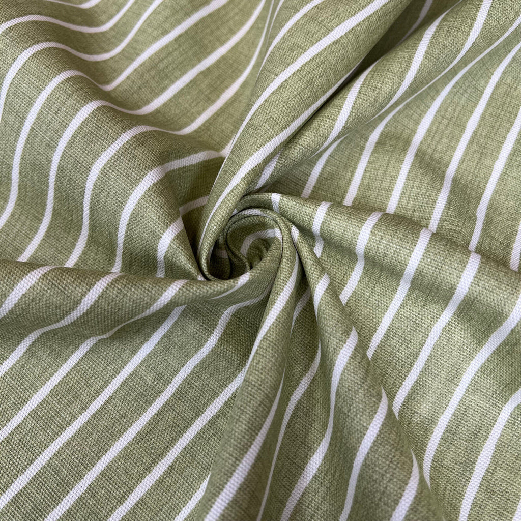 3.5 Metre iLiv Pencil Stripe Pistachio Green Woven Cotton Fabric Cushion Curtain