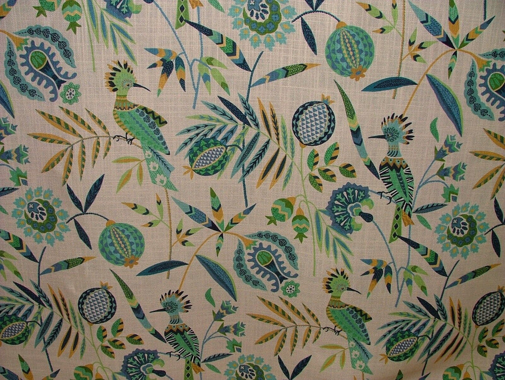 Hoopoe Bird Neptune Linen Blend Fabric - Curtain Upholstery Cushion Headboards