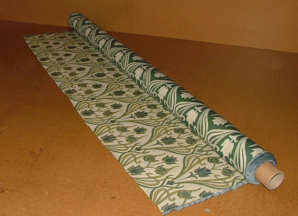 Art Nouveau Pugin Duckegg Woven Jacquard Curtain Upholstery Cushion Blind Fabric