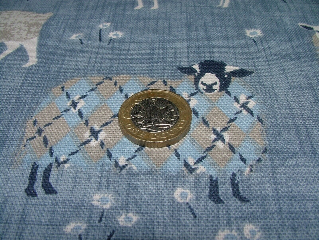 3.3 Metre iLiv Baa Baa Denim 100% Cotton Fabric Cushion Curtain Upholstery