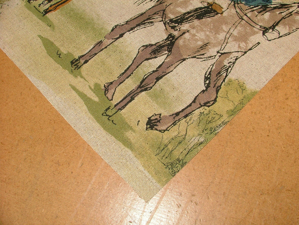 Horse And Hounds Hunting Linen Cotton Fabric Curtain Upholstery Cushion Blinds