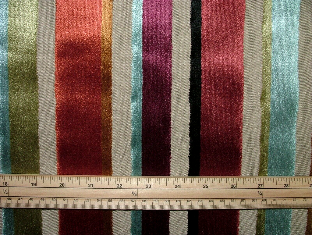 3 Metres Festival Auburn Thick Plush Stripe Velvet Fabric Upholstery Cushion Use