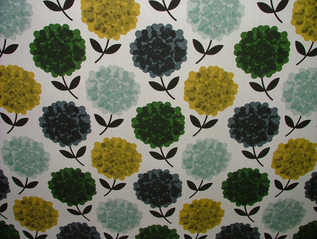 Orla Kiely Hydrangea Jade Cotton Curtain Upholstery Cushion Bag Making Fabric