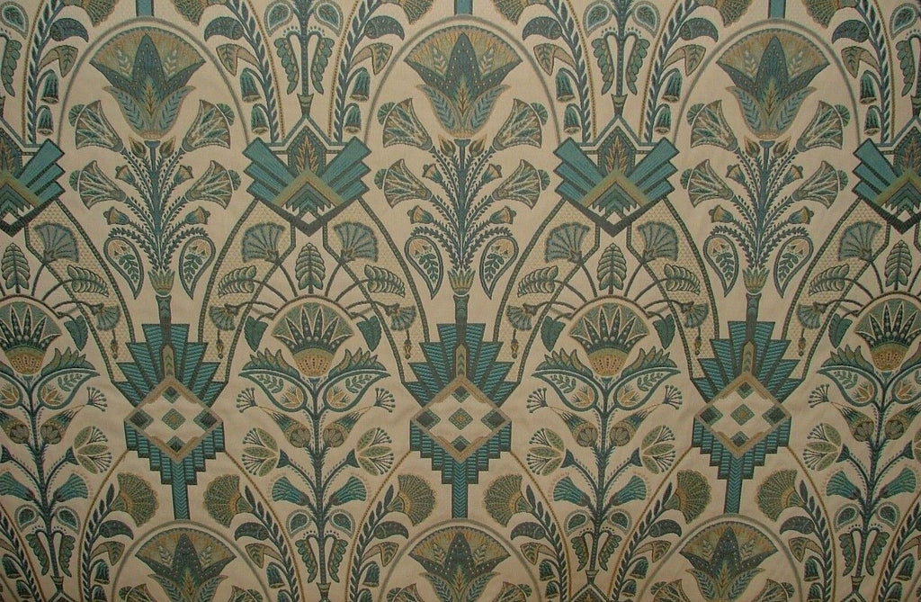 Art Deco Madison Prussian Blue Thick Jacquard Curtain Upholstery Cushion Fabric