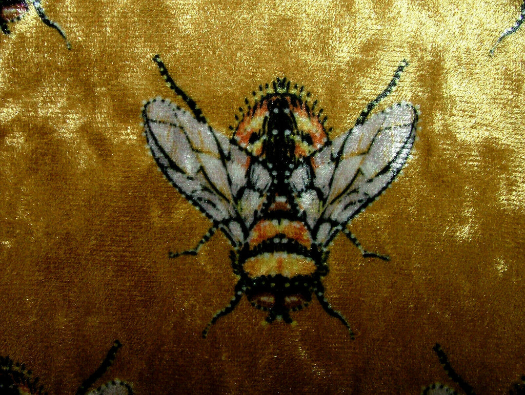 Luxurious Bees Plush Velvet Bee Fabric Curtain Upholstery Cushion Roman Blinds