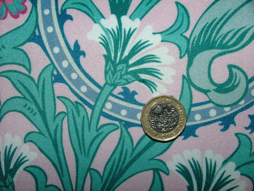15 Metres Art Nouveau Tulip Floral Pink Velvet Fabric Curtain Upholstery Cushion