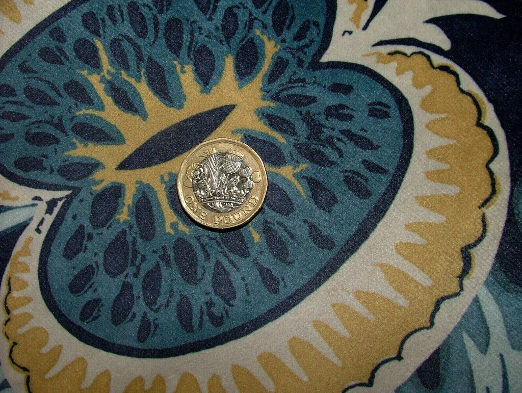 Arts And Crafts Pomegranate Navy Blue Velvet Fabric Curtain Upholstery Cushion