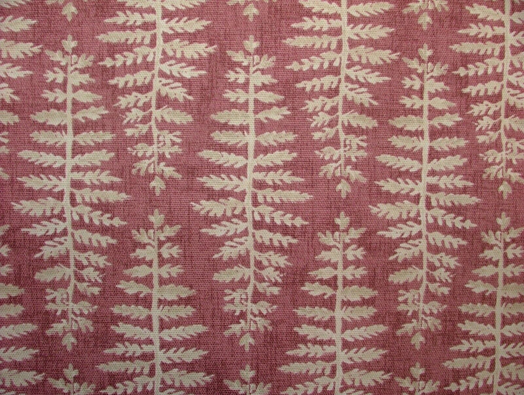 Botanical Fern Leaf Rosa Cotton Curtain Upholstery Cushion Roman Blind Fabric