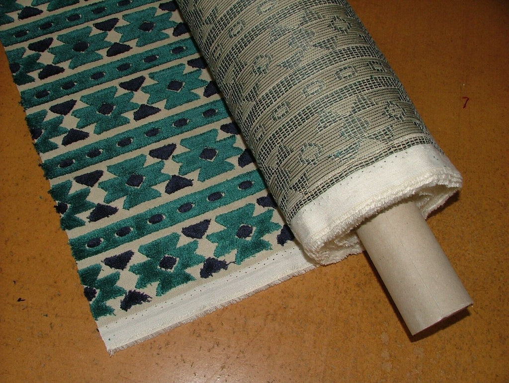 Kasbah Teal Extra Thick Plush Velvet Fabric Curtain Upholstery Cushion