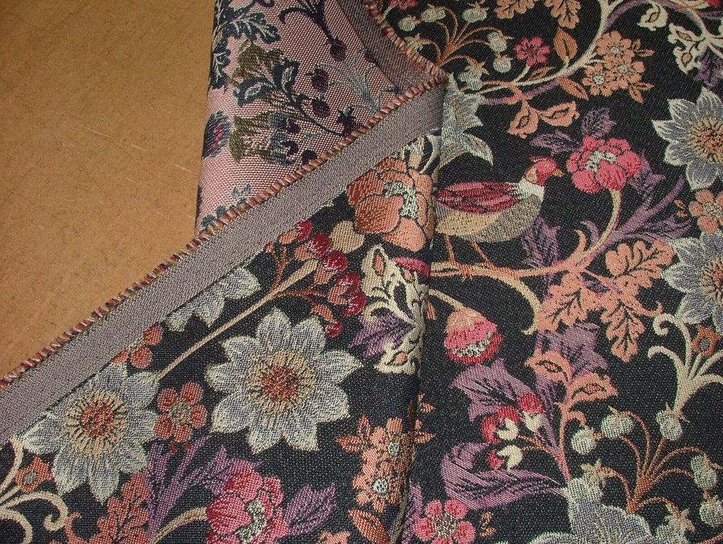 Morris Bird Midnight Blue Jacquard Fabric  Curtain Upholstery Cushion Throws Use