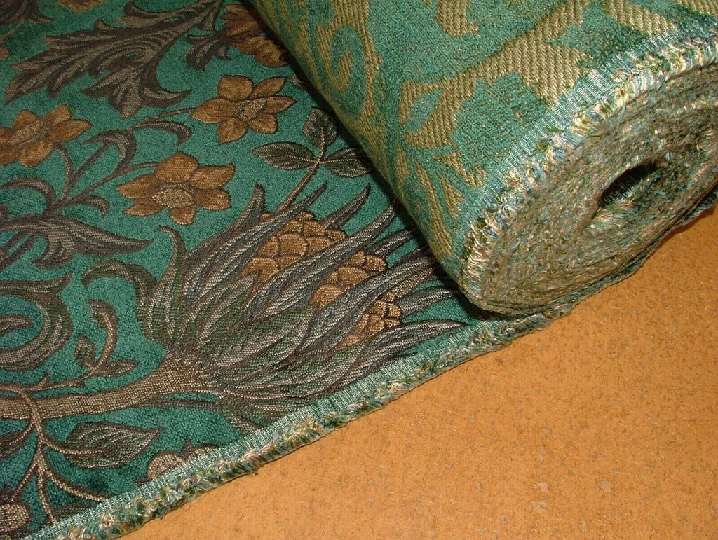 3.2 Metres Scottish Thistle Verdigris Chenille Fabric Curtain Cushion Upholstery