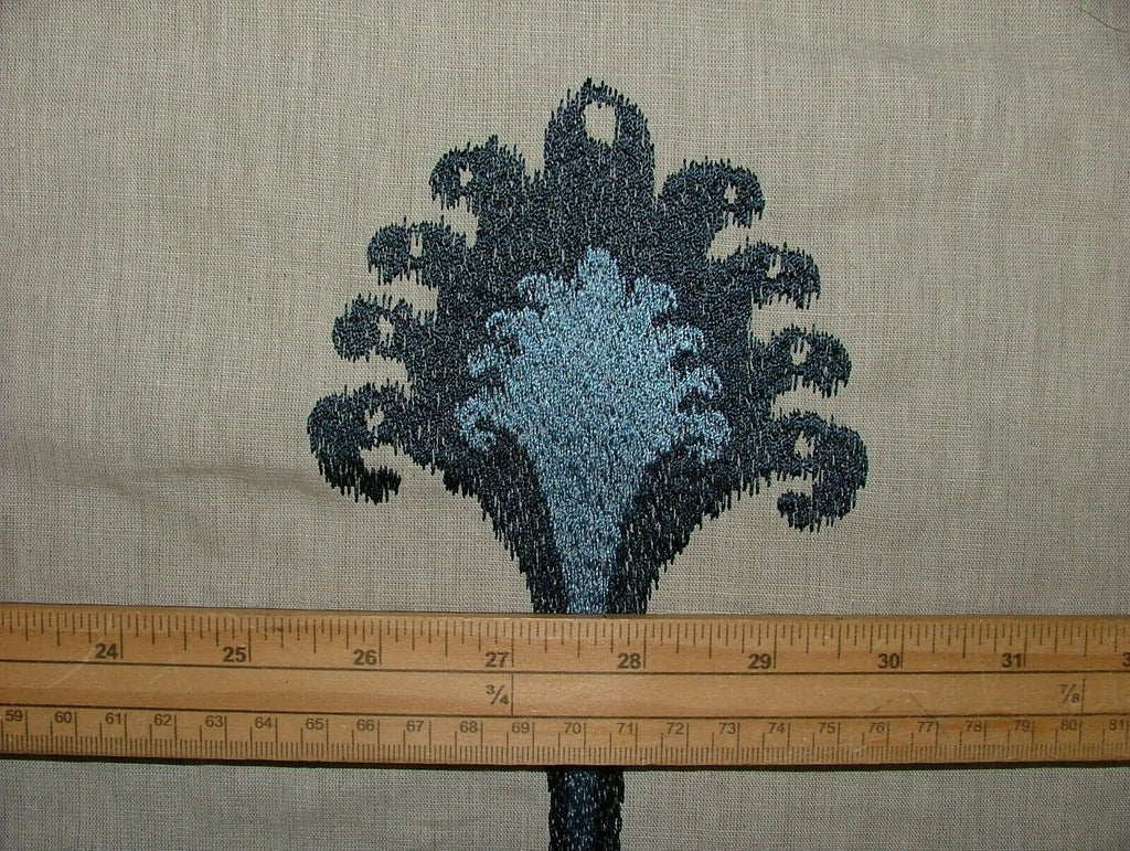 2.1 Metres Ashiki Navy Moroccan Ikat Embroidered Fabric Curtain  Cushion Blind