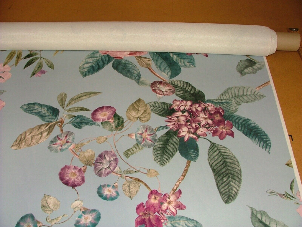 3 Metre iLiv Botanical Garden Sky Blue Velvet Fabric Curtain Upholstery Cushion