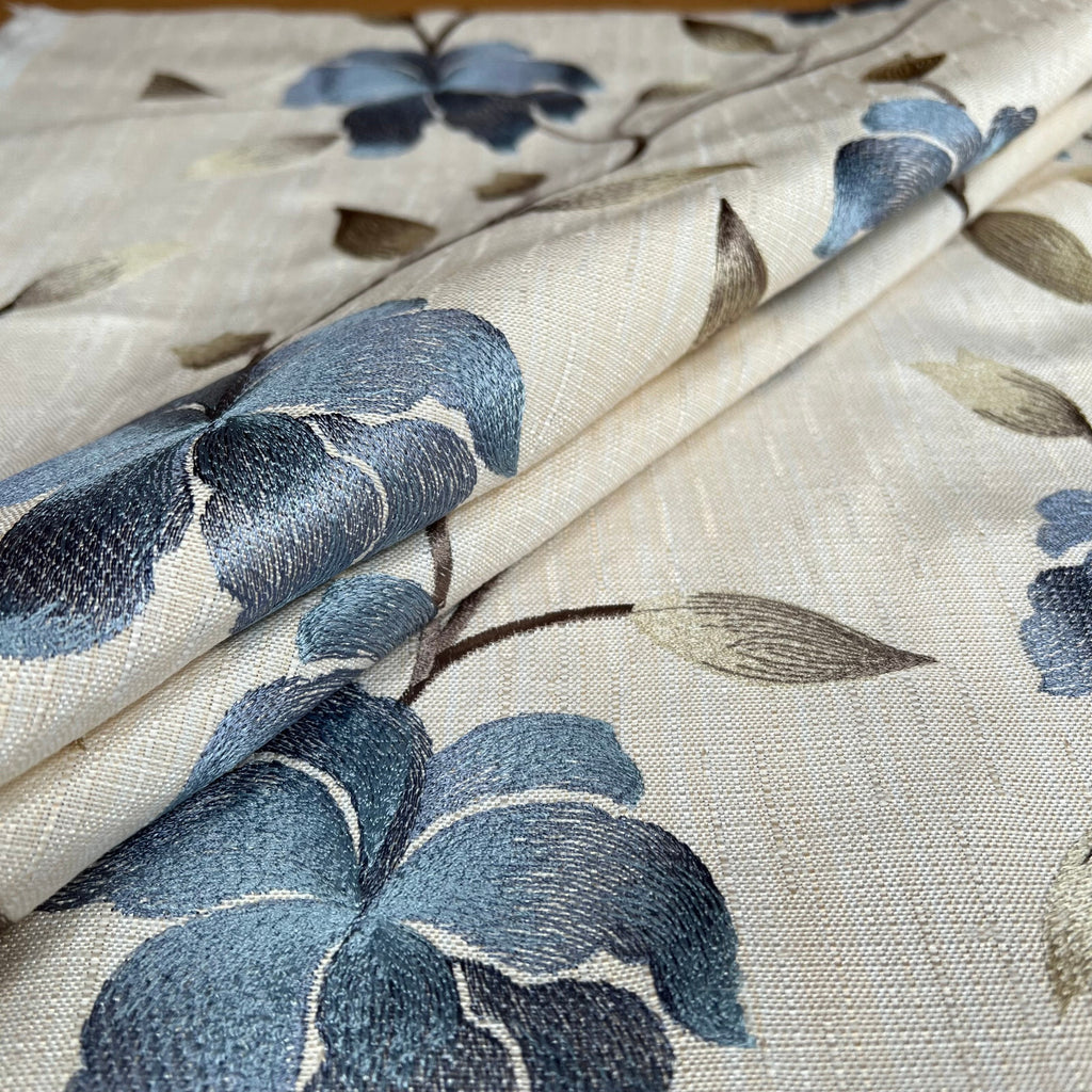 1.3 Metres iLiv Everglade Cobalt Premium Embroidered Fabric Curtain Upholstery10