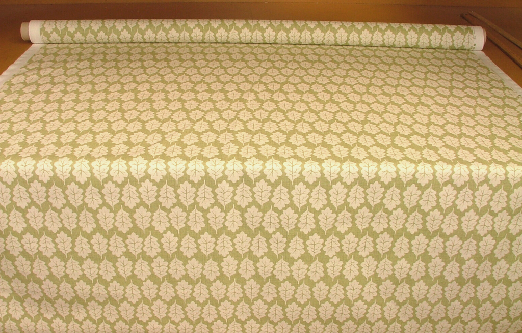 5 Metres Oak Leaf Pistachio Green Woven Cotton Fabric Cushion Curtain Upholstery