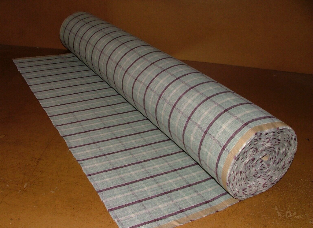 Duckegg Mulberry Herringbone Check Tartan Fabric Upholstery Cushion Curtain