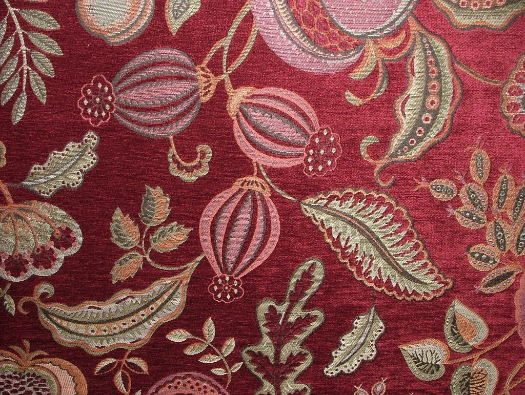 Summer Fruits Ruby Thick Plush Chenille Fabric Curtain Cushion Upholstery Throws