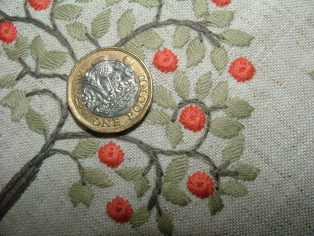 2.1 Metres Orange Grove Spruce Embroidered Fabric Curtain Upholstery Cushion