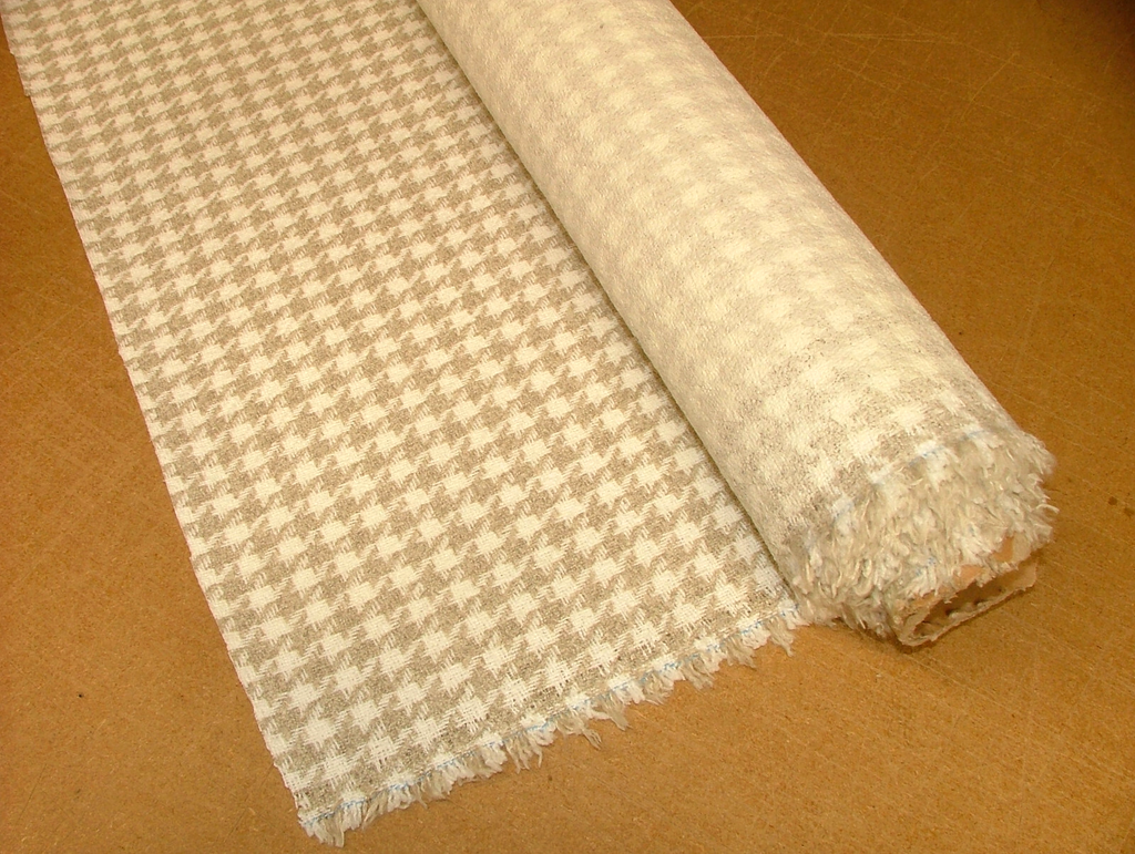 iLiv Curtain Upholstery Fabric 1.8 Metres Houndstooth Putty Flame Retardant1
