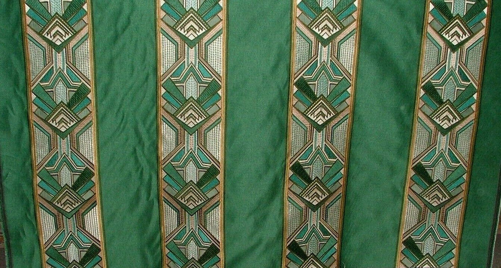 Art Deco Embroidered Gatsby Emerald Jacquard Curtain Upholstery Cushion Fabric