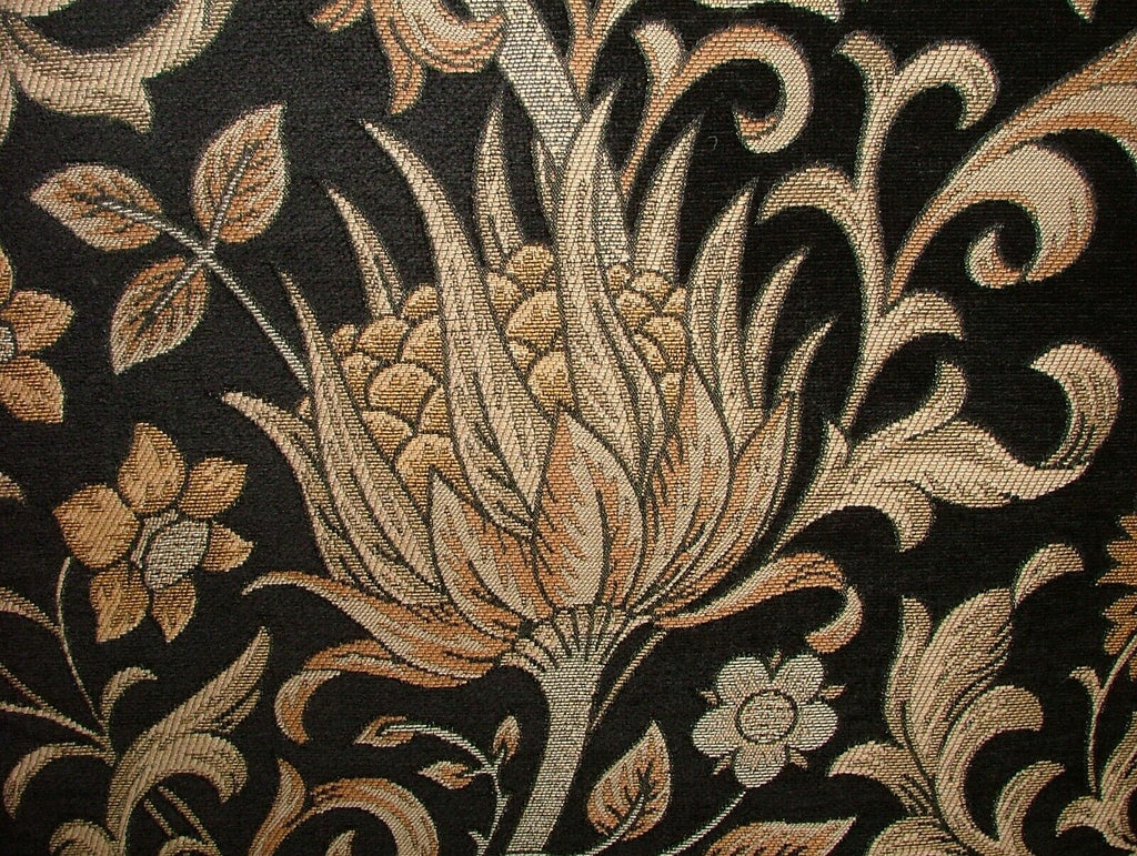 Scottish Thistle Black Chenille Fabric Curtain Cushion Upholstery Throws Blinds