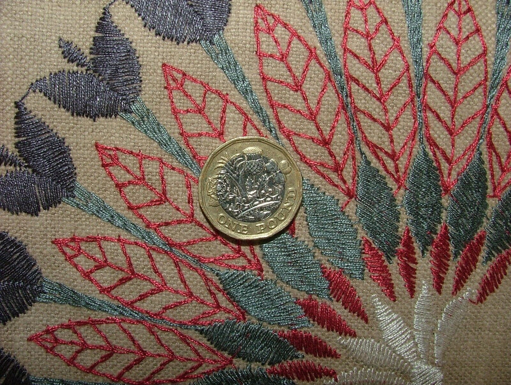 4 Metres iLiv Ophelia Cranberry Embroidered Fabric Curtain Upholstery Cushion