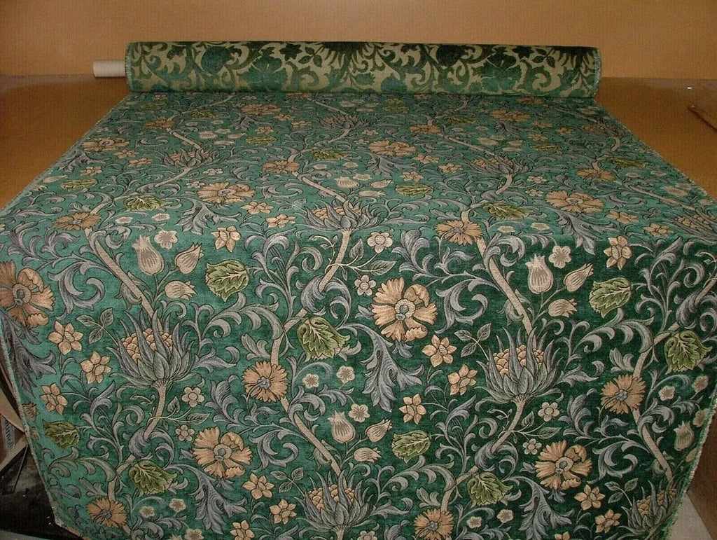 3.2 Metres Scottish Thistle Verdigris Chenille Fabric Curtain Cushion Upholstery