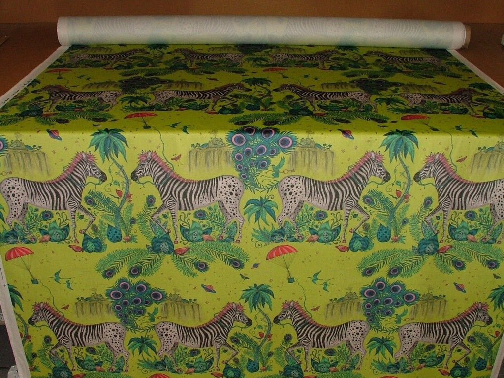 Emma J Shipley Lost World Lime Velvet Fabric Curtain Upholstery Cushion Use