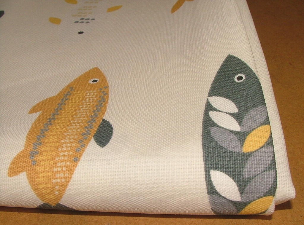 3.1 Metres iLiv Mr Fish Saffron Cotton Fabric Cushion Curtain Upholstery